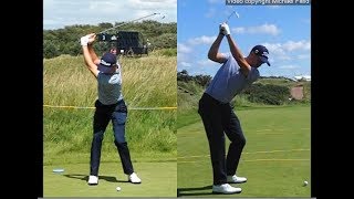 Justin Thomas golf swing  Long Iron faceon amp downtheline July 2017 [upl. by Ruthe18]