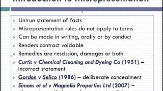 Misrepresentation Lecture 1 of 4 [upl. by Naerda410]